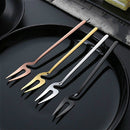 Stainless Steel V-shaped Wall Hanging Design Simple Coffee Spoon Fork Creative Long Handle Stirring Tableware, Style:Fork, Color:Rose Gold