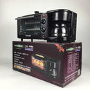 3 in 1 Electric Breakfast Machine Multifunction Coffee Maker + Frying Pan + Mini Oven Household Bread Pizza Oven(Black)