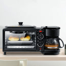 3 in 1 Electric Breakfast Machine Multifunction Coffee Maker + Frying Pan + Mini Oven Household Bread Pizza Oven(Black)