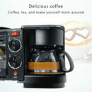 3 in 1 Electric Breakfast Machine Multifunction Coffee Maker + Frying Pan + Mini Oven Household Bread Pizza Oven(Black)