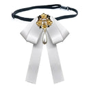 Ladies Retro Style Cloth Fabric Pearl Diamond Brooch Bow Tie Bow Clothing Accessories, Style:Tie Belts Version(Light Gray)
