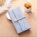 Women Purse Thread Plaid Leather Fashion Design With Polyester Phone Bag Long Slim Ladies Wallet(Blue)