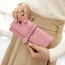 Women Purse Thread Plaid Leather Fashion Design With Polyester Phone Bag Long Slim Ladies Wallet(Blue)