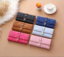 Women Purse Thread Plaid Leather Fashion Design With Polyester Phone Bag Long Slim Ladies Wallet(Blue)