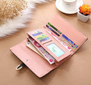 Women Purse Thread Plaid Leather Fashion Design With Polyester Phone Bag Long Slim Ladies Wallet(Blue)