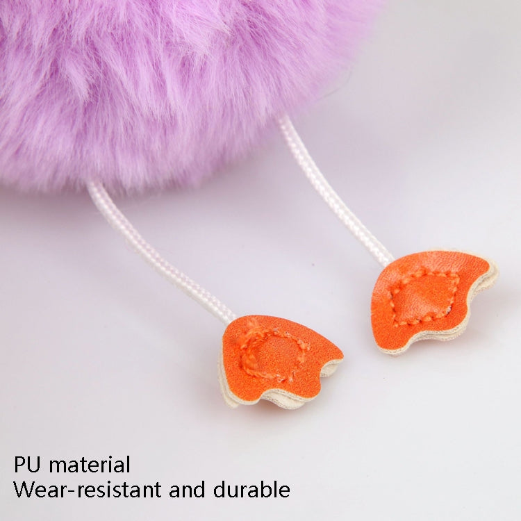 Owl Car Pendant Faux Fur Ball Keychain Handbag Hanging(Rose Red)