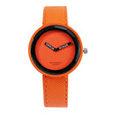 Simple Style Round Dial Matte Leather Strap Quartz Watch for Men / Women(Orange)