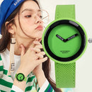 Simple Style Round Dial Matte Leather Strap Quartz Watch for Men / Women(Orange)