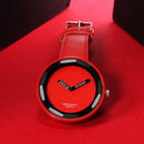 Simple Style Round Dial Matte Leather Strap Quartz Watch for Men / Women(Red)