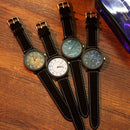 Waterproof Retro PU Leather Strap Quartz Watch(Black Band Cute Digital Dial)