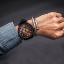Waterproof Retro PU Leather Strap Quartz Watch(Black Band Wooden Dial)