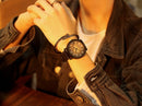 Waterproof Retro PU Leather Strap Quartz Watch(Coffee Band Wooden Dial)