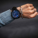 Waterproof Retro PU Leather Strap Quartz Watch(Black Band Magic Dial)
