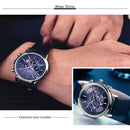 CHRONOS CH0401 Three-eye Six-needle Leather Belt Sports Watch for Men(Black)