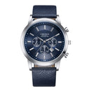 CHRONOS CH0401 Three-eye Six-needle Leather Belt Sports Watch for Men(Blue)