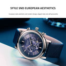 CHRONOS CH0401 Three-eye Six-needle Leather Belt Sports Watch for Men(Blue)