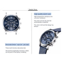 CHRONOS CH0401 Three-eye Six-needle Leather Belt Sports Watch for Men(Blue)