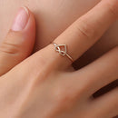 Girl Fashion Cute Simple Heart Hollow Open Adjustable Rings(Gold)