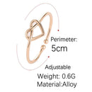 Girl Fashion Cute Simple Heart Hollow Open Adjustable Rings(Gold)