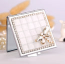 Hand-studded Mini Portable Folding Makeup Mirror Gem Dragonfly(White Dragonfly)