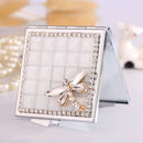 Hand-studded Mini Portable Folding Makeup Mirror Gem Dragonfly(White Dragonfly)