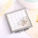 Hand-studded Mini Portable Folding Makeup Mirror Gem Dragonfly(White Dragonfly)