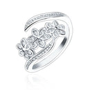 Fashion Elegant Adjustable Flowers with Diamond Forefinger Rings Women Jewelry