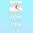 Mirror Clock Personality Wall Clock Three-dimensional Wall Decoration Mosaic Wall Clock(Silver)