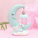 Moon Resin Cartoon Romantic Bedroom Decor Night Lamp Baby Kids Birthday Xmas Gift(Blue)