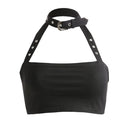 Punk Style Slim Halter Hip Hop Dark Wrap Chest, Size:M(Black)