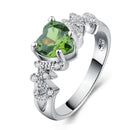 Women Heart Pattern Diamond Ring, Ring Size:9(Green)