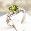 Women Heart Pattern Diamond Ring, Ring Size:9(Green)