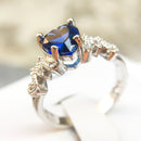 Women Heart Pattern Diamond Ring, Ring Size:9(Blue)