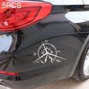 5 PCS NSWE Fashion Mountains Compass Rose Decal Nautical Compass Navigate Car Sticker, Size: 13.7x9.4cm(Silver)