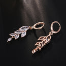 Woman Simple Trendy Zircon Wheat Necklace Earrings Bridal Jewelry Set(Rose Gold)