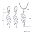 Woman Simple Trendy Zircon Wheat Necklace Earrings Bridal Jewelry Set(Rose Gold)