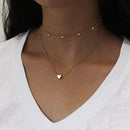 Jewelry Vintage Simple Copper Heart Multi - Layer Clavicle Necklace Wholesale Necklace(Silver)