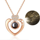 100 Language I Love You Projective Girl Two Heart Pendant Necklace Jewelry