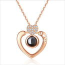 100 Language I Love You Projective Girl Two Heart Pendant Necklace Jewelry