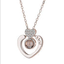 100 Language I Love You Projective Girl Two Heart Pendant Necklace Jewelry