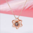 100 Language I Love You Projective Girl Two Heart Pendant Necklace Jewelry