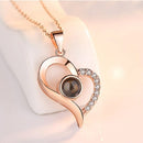 100 Language I Love You Projective Girl Two Heart Pendant Necklace Jewelry