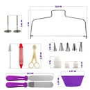 106 in 1 Cake Turntable Set Stainless Steel Decorating Mouth Cake Decorating Baking Tool(Purple)