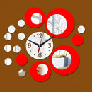2 PCS 3D Stereo Decorative Clock Acrylic Digital Mirror Wall Sticker Wall Clock(Silver Red)