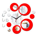 2 PCS 3D Stereo Decorative Clock Acrylic Digital Mirror Wall Sticker Wall Clock(Silver Red)