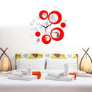 2 PCS 3D Stereo Decorative Clock Acrylic Digital Mirror Wall Sticker Wall Clock(Silver Red)