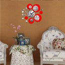 2 PCS 3D Stereo Decorative Clock Acrylic Digital Mirror Wall Sticker Wall Clock(Silver Red)