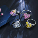 Fashion Cubic Zirconia Knot Earrings Necklace Ring Set for Women, Ring Size:6(Multi-color)