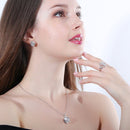 Fashion Cubic Zirconia Knot Earrings Necklace Ring Set for Women, Ring Size:6(Multi-color)