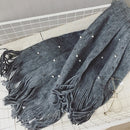 Pearl Tassel Thick Cashmere Knit Scarf, Size: 180 x 90cm(Grey)